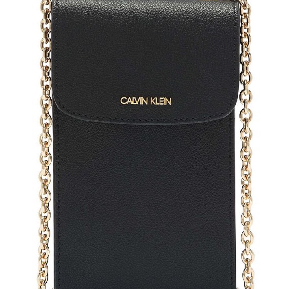 Hailey Pebble Leather Chain Phone Crossbody Bag CK